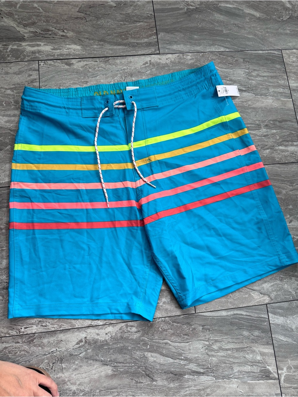 Men's Bright Blue Stripe Swim Trunks 36